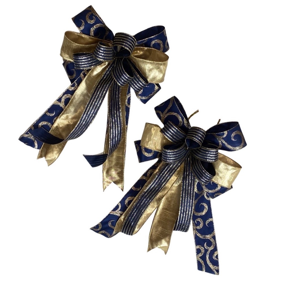 🎄SPECIAL ORDER FOR @vladyv1961 2 Christmas Bow Navy and Gold